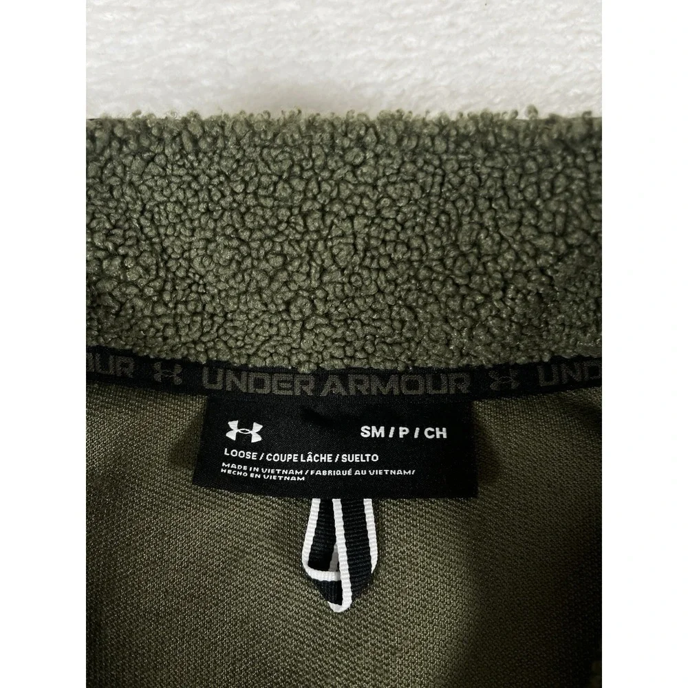 Under Armour Mission Boucle Green Fleece Full Zip Mock Sherpa Vest Men's‎ Small